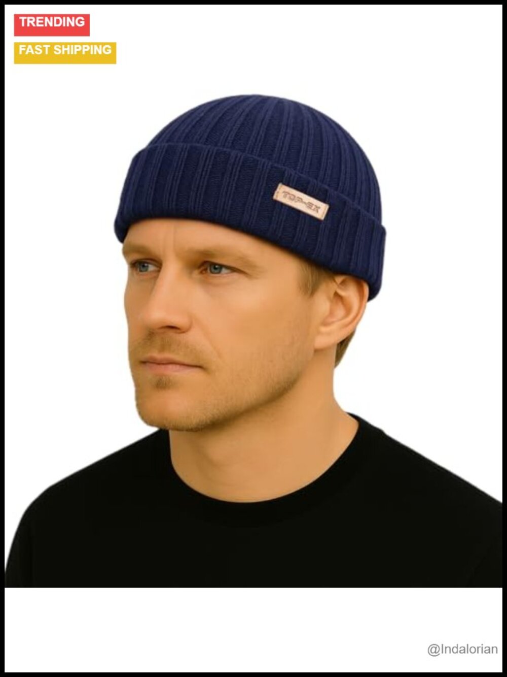 100% Merino Wool Fisherman Beanie Watch Cap Single Layer Warm Winter Knit Hat